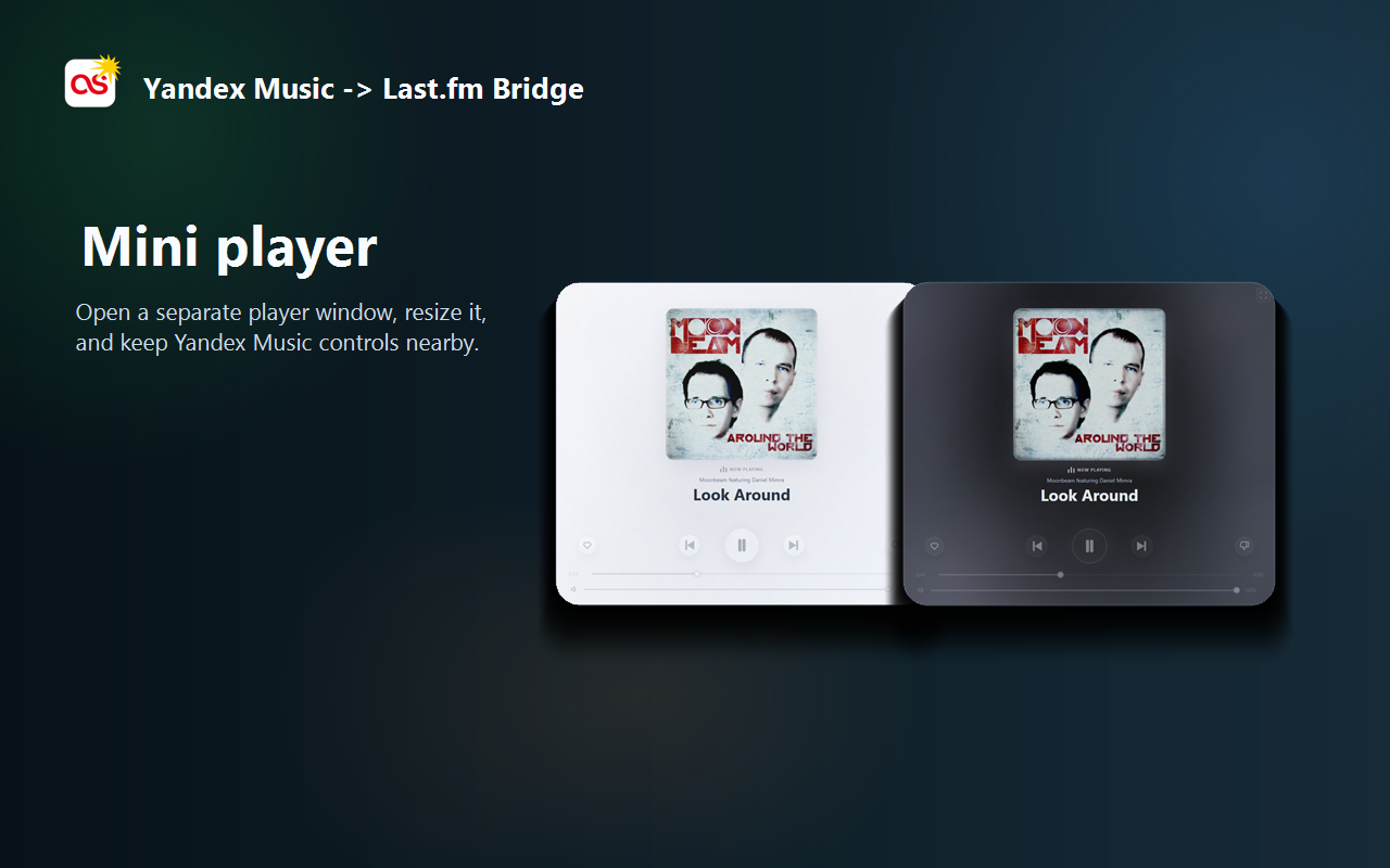 Resizable mini player in light and dark themes